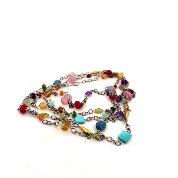 Laura Gibson 22K gold 925 Sterling precious and semi-precious gemstones necklace - Picture 10 of 16